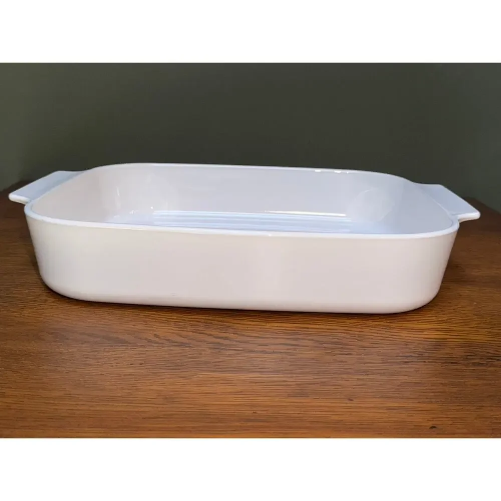Vintage 4QT CorningWare All White/Just White A-21-BN Baking Dish/ Roaster12x10x2
